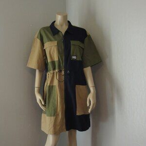 LAZY OAF Full Zip Small & Large Pockets Sorry We're Open XXL Cotton Dress